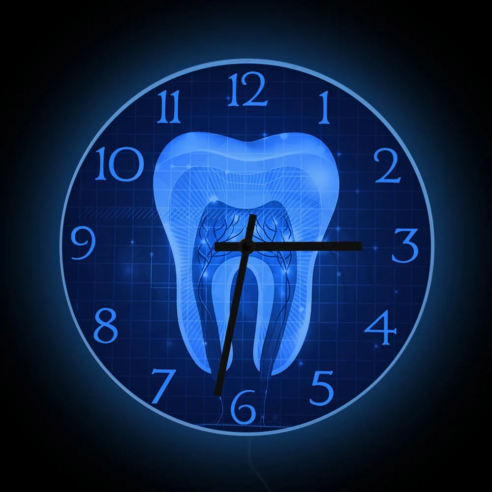 Tooth Anatomy Art Wall Clock For Dental Clinic Office Dentist Gift Medical Artwork Modern Design Home Decor Clock Wall Watch