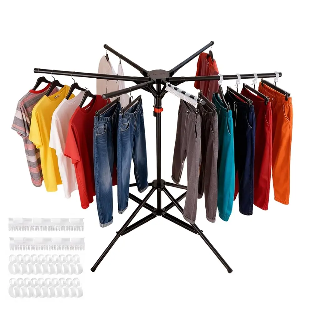 

Free ShippingClothes Drying Rack Foldable,Portable Drying Rack Clothing and Height-Adjustable,Space Saving Laundry Drying Rack,
