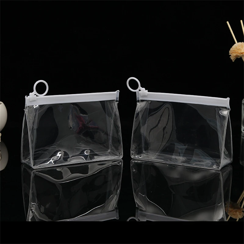 TETP 2Pcs Transparent EVA Cosmetic Zipper Bag With Pull Ring Travel Makeup Brush Accessories Packaging Storage Display Favors