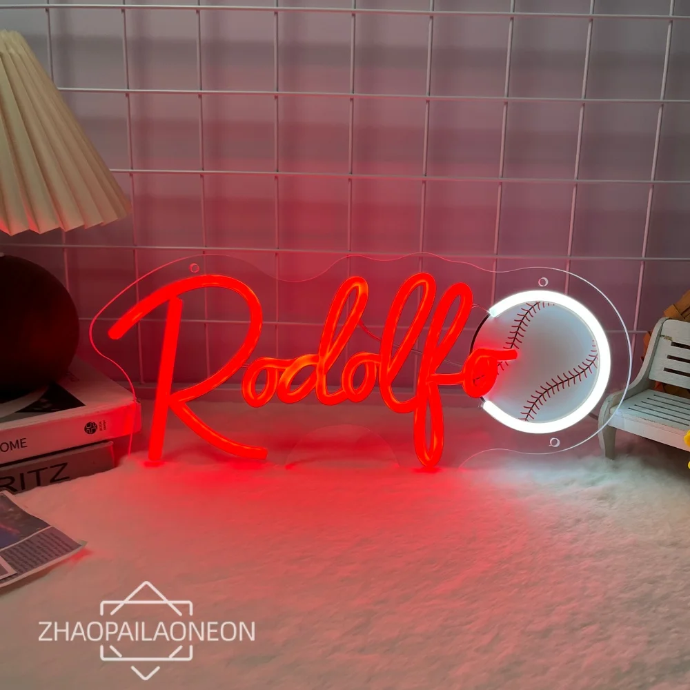 Custom Neon Sign Baseball  Led Light Custom Name Sign Kid's Bedroom Decor Home Party Decoration Birthday Gift Neon Led Sign