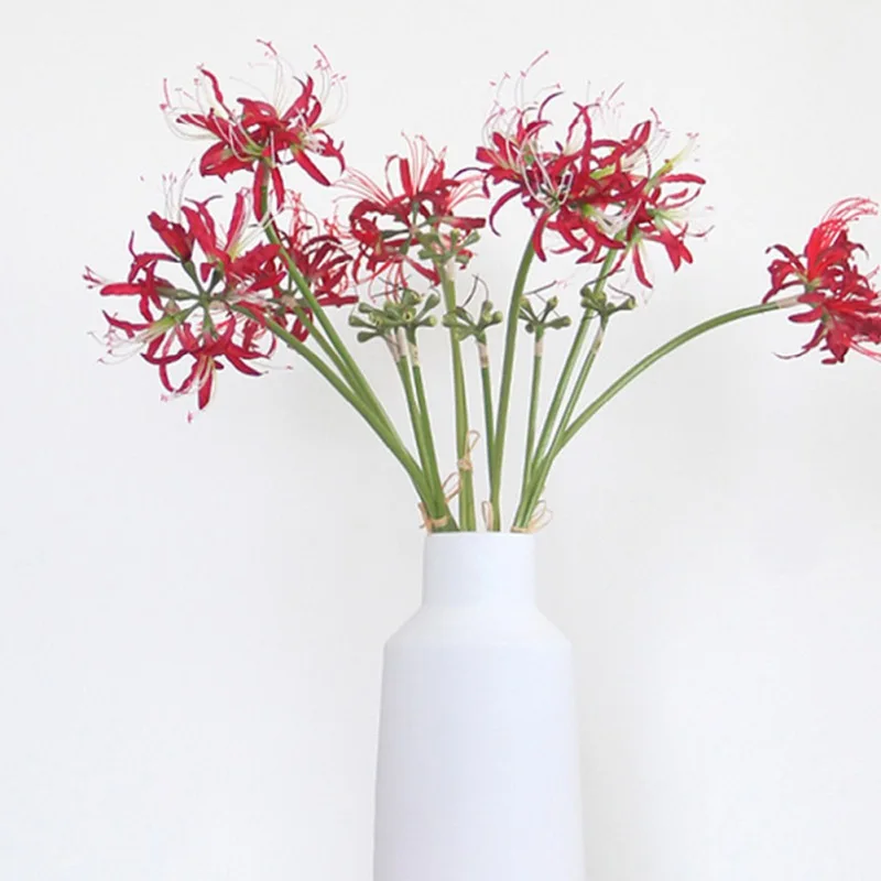Flores Artificiales de Lirio Araña Rojo, 1 Pieza, Lycoris Radiata de Seda, Flores Artificiales para Exteriores, Plantas Falsas para Decoración del Hogar y Jardín, Decoración de Halloween