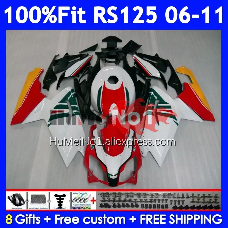 Injection For Aprilia RS-125 RSV125 R RS125 Red white 06 07 08 09 10 11 312No.11 RS 125 2006 2007 2008 2009 2010 2011 Fairing