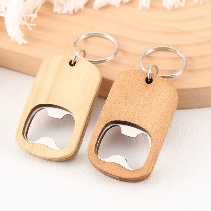 Custom Name Beers Bottle Opener Wooden Keychain for Wedding Laser Engrave Car Logo Key Chain Vintage Personalize Wood Keyring