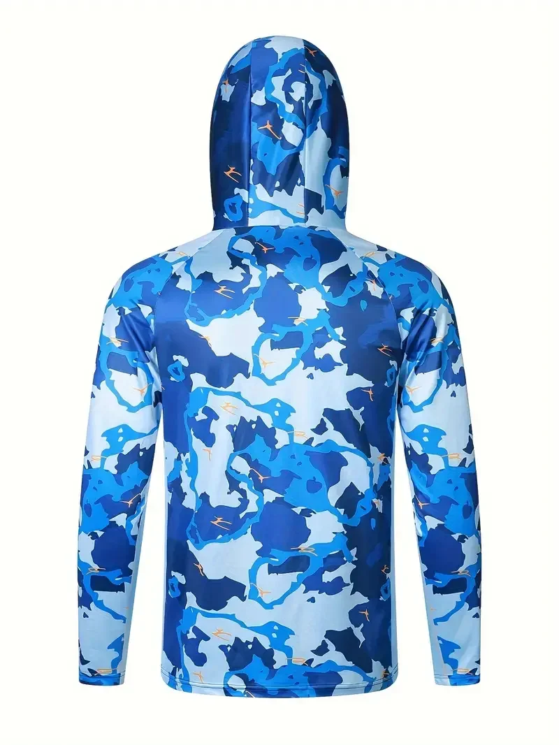 Angelhemd mit Kapuze für Herren, Angelkleidung, Outdoor-Sommer-Masken-Hoodie, Sonnenschutz, UV-Schutz, Performance-Jersey – Detail 13