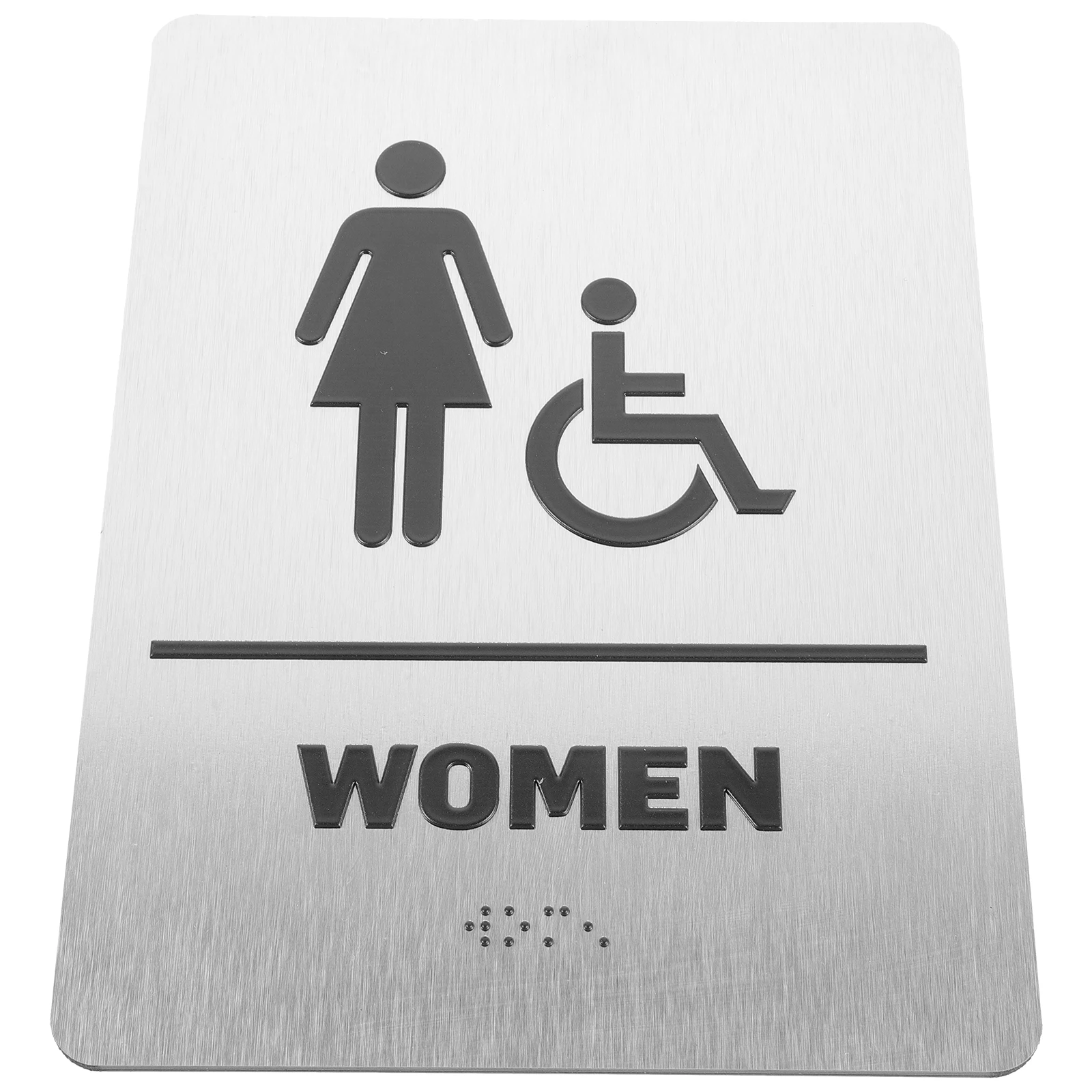 

Braille Restroom Signs Bathroom Labels for Door Decor Modern Women Toilet Signage Easy Installation Aluminum Composite Panel
