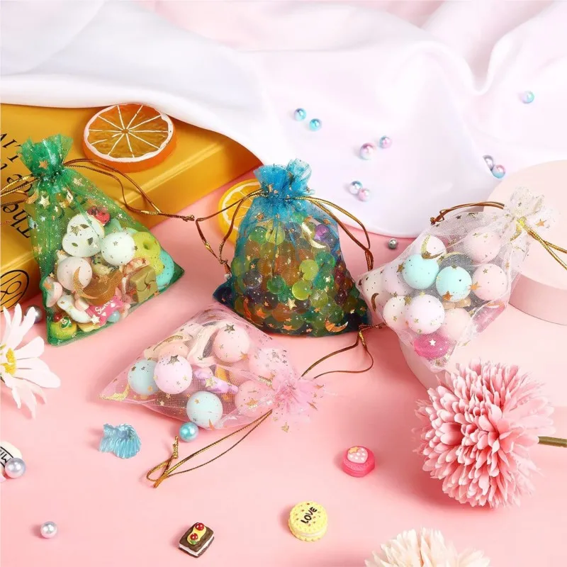 Bolsas de Organza con cordón para joyería, 50 piezas, para regalo, recuerdo de boda, suministros de embalaje para negocios pequeños