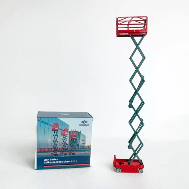 Diecast 1:30 Scale Hangcha 140XEN Self-propelled Scissor Lifts Alloy Engineering Vehicle Model Collection Souvenir Ornaments
