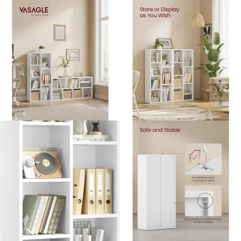 

7-уровневый отдельно стоящий книжный шкаф цвета облачного белого цвета для гостиной, спальни и домашнего офиса ULBC27WT