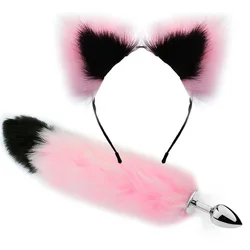 Metal Plush Rabbit Fox Tail Anal Plug Prostate Massager Butt Plug Cat Ears BDSM Anus Stimulate Adult Sex Erotic Accessories