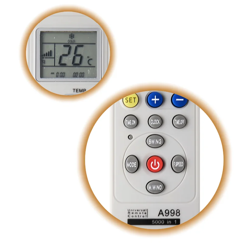 

A998-5000IN1 Universal AC Remote Control, 5000 in 1 Multi-Brand Infrared Replacement, A998 All Brands Compatible Air Conditioner