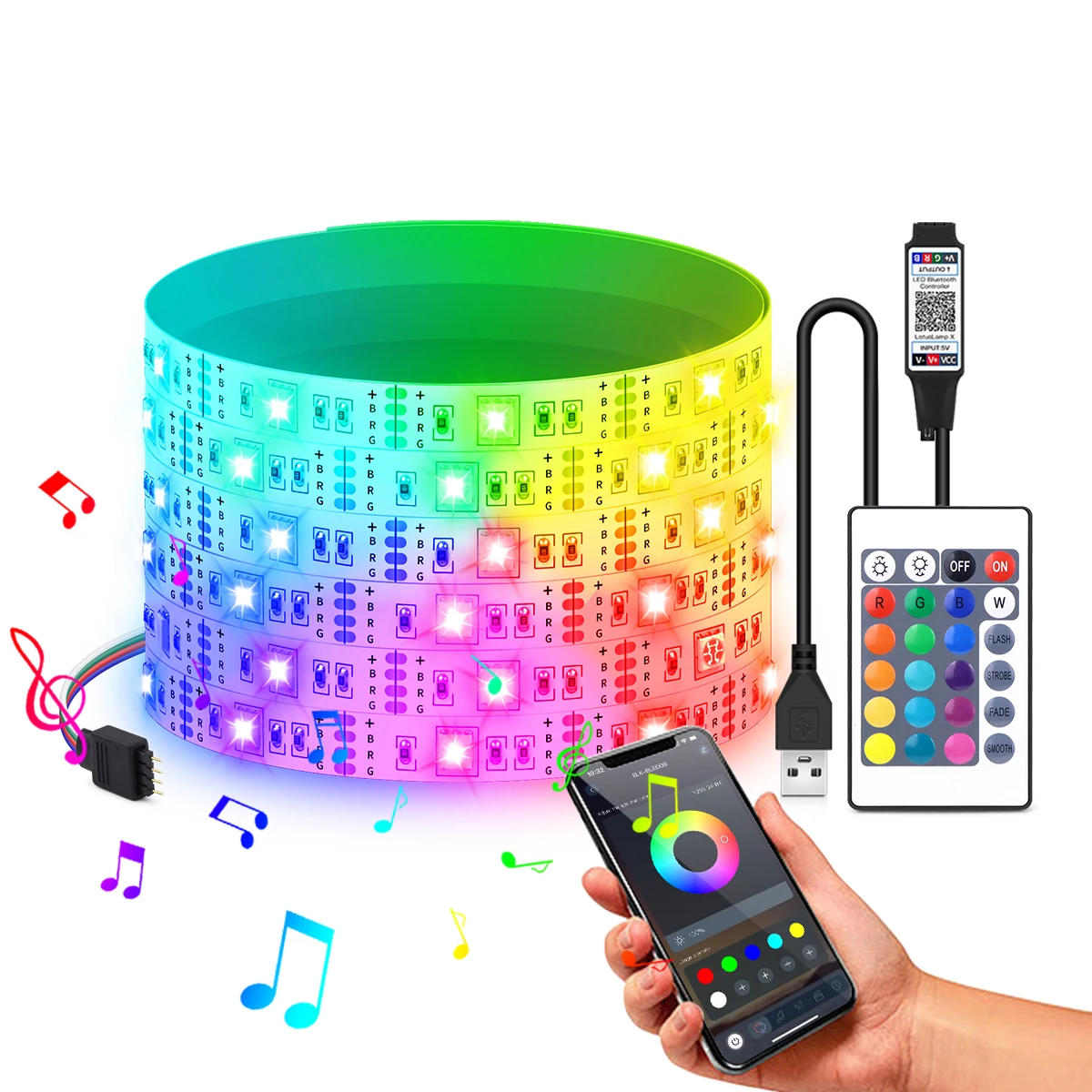 

5V USB RGB Lights Strip BT APP Remoto Controll LED Strip Light Tape for Halloween Christmas DIY TV Mirror Backlight Kitchen Room