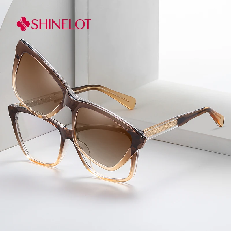 

81608 New Fashion Magnetic Cat Eye Clip on Sunglasses Polarization Sun Glasses Female Shades Outdoor Fashion Icon Eyewear