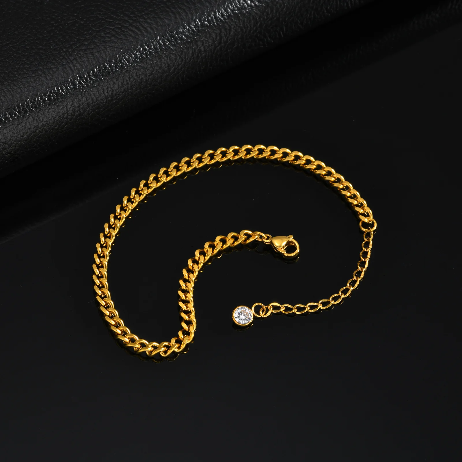 Vnox Edelstahl Fußkettchen in Goldfarbe für Männer, Verstellbare Gliederkette, Wasserdichter Strand-Fußschmuck, Urlaubsgeschenk – Detail 19