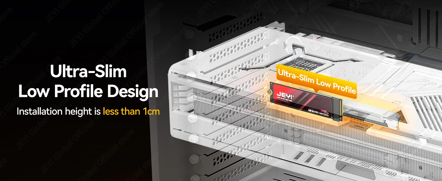 JEYI Flache PCIe 5.0 X1 zu NVMe Adapterkarte 128Gbps Kompaktes Mini-Design Ohne GPU-Blockierung für M-Key NVMe SSD PCIe X1/X4/X8/X16 – Detail 3