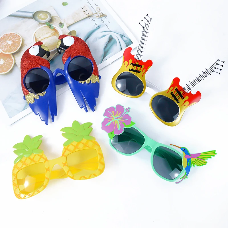 Funny Glasses Hawaii Tropical Party Pineapple Bird Guitar Sunglasses Wedding Birthday Novelty Costume Party Photo Props Supplies