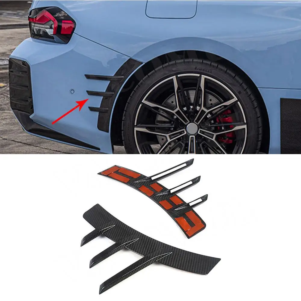 

Dry Carbon FRP Rear Bumper Wheel Eyebrow Decorative Anards Splitters for BMW 2 Series M2 G87 2 Door 2023 + Car Bumper Fins Trims