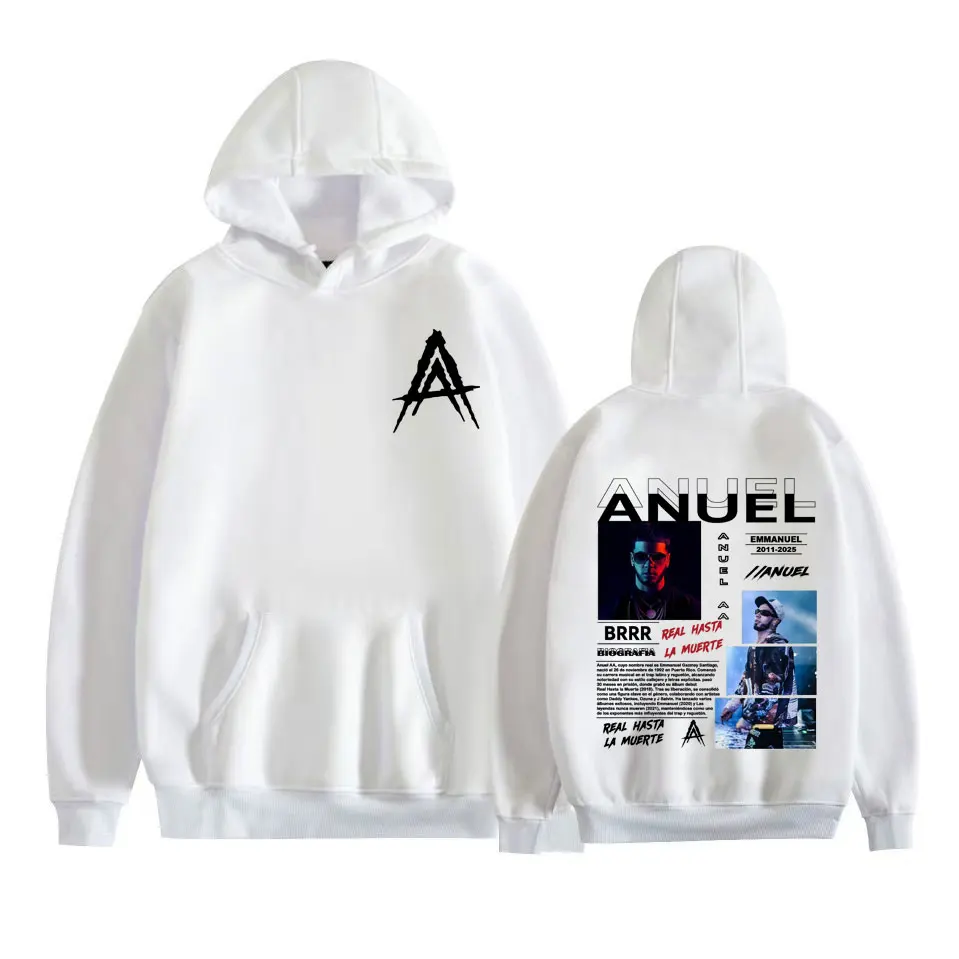 Rapper Anuel AA Real Hasta La Muerte 2025 Graphic Hoodie Men Women Fashion Hip Hop Harajuku Pullover Long Sleeve Sweatshirt Tops