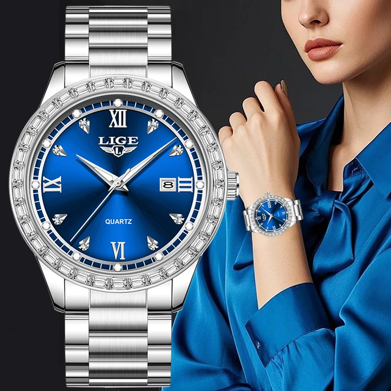 

LIGE Watch women 2026 TOP elegant casual Fashion waterproof clock luminous quartz business Women's wristwatch reloj de mujer+BOX