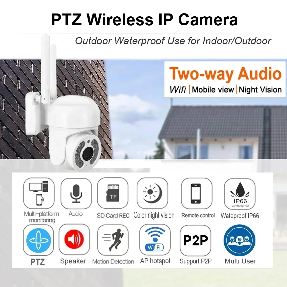 Wireless Waterproof Camera WIFI Surveillance AI Security Video CCTV Outdoor Audio Night Full Color AutoTracking security camera