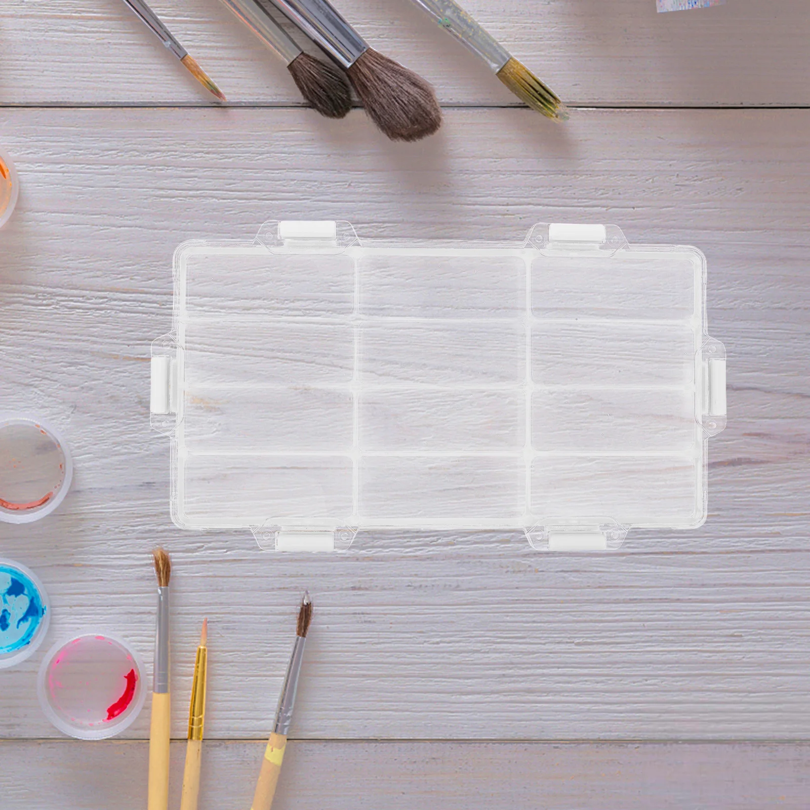 

12 Compartment Art Paint Box Compact Portable Watercolor Palette with Airtight Seal Leakproof Travel Design for Mixing Colors