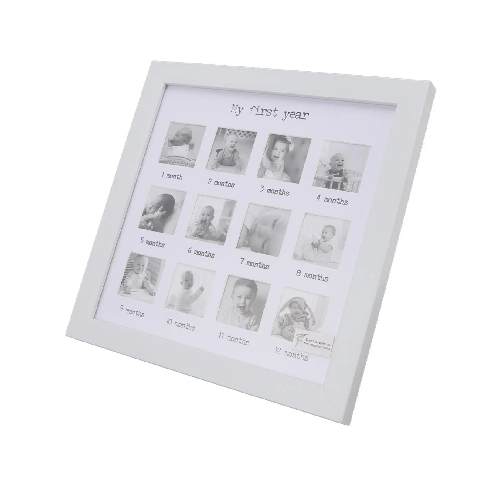 12-Month for baby Growth Photo Frame - Newborn Monthly Keepsake Density Board for baby 's First Year Memories