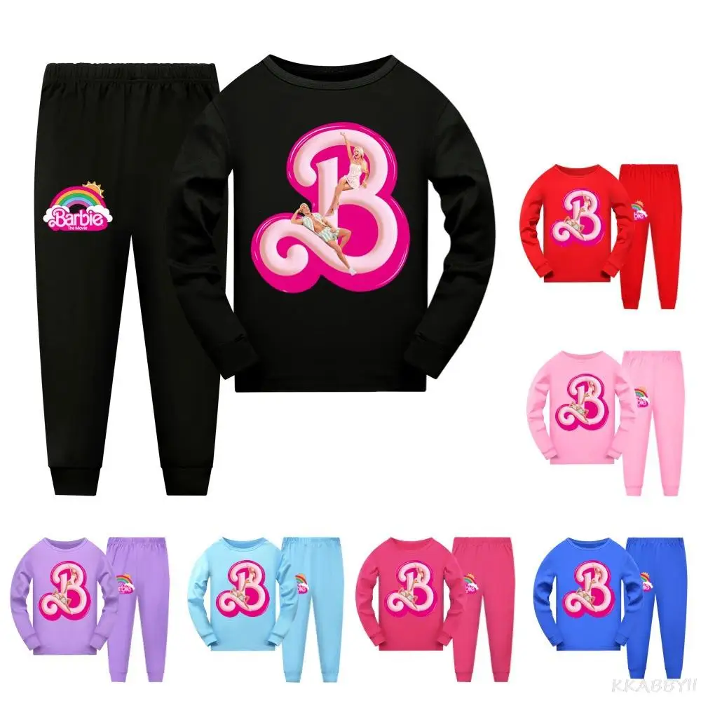 Boys Girls Pajama Sets Long-sleeves Cotton Set Sleepwear Children Christmas Nightwear Cartoon Barbie Pyjamas For Kids