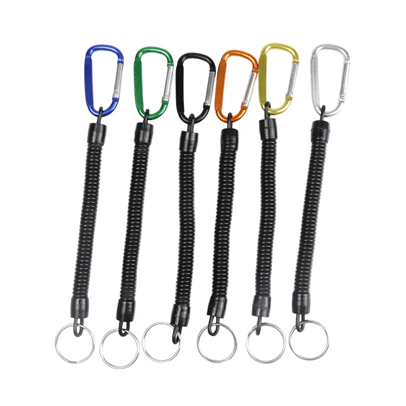 Tactical Retractable Spring Elastic Rope Security Gear Tool Hiking Camping Anti-lost Keychain Fishing Lanyards Outdoor