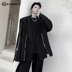 LUZHEN-Casaco masculino com zíper dividido, jaqueta monocromática, blazer casual, masculino de rua, Niche Design, 29afe4, 2022