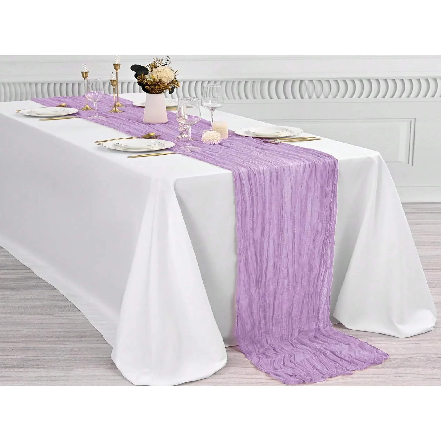 1pc Cheesecloth Table Runner, Bohemian Style Gauze Cheese Cloth Table Cloth, Transparent Rustic Table Cover, Suitable For Weddin