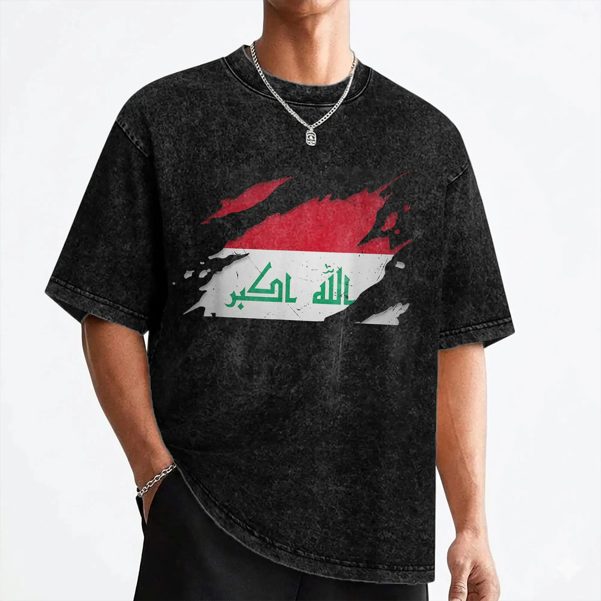 Proud Iraqi Design Iraq Flag T Shirt Washed Short Sleeve T-Shirt  Novelty for Men Women Streetwear Tee Shirt