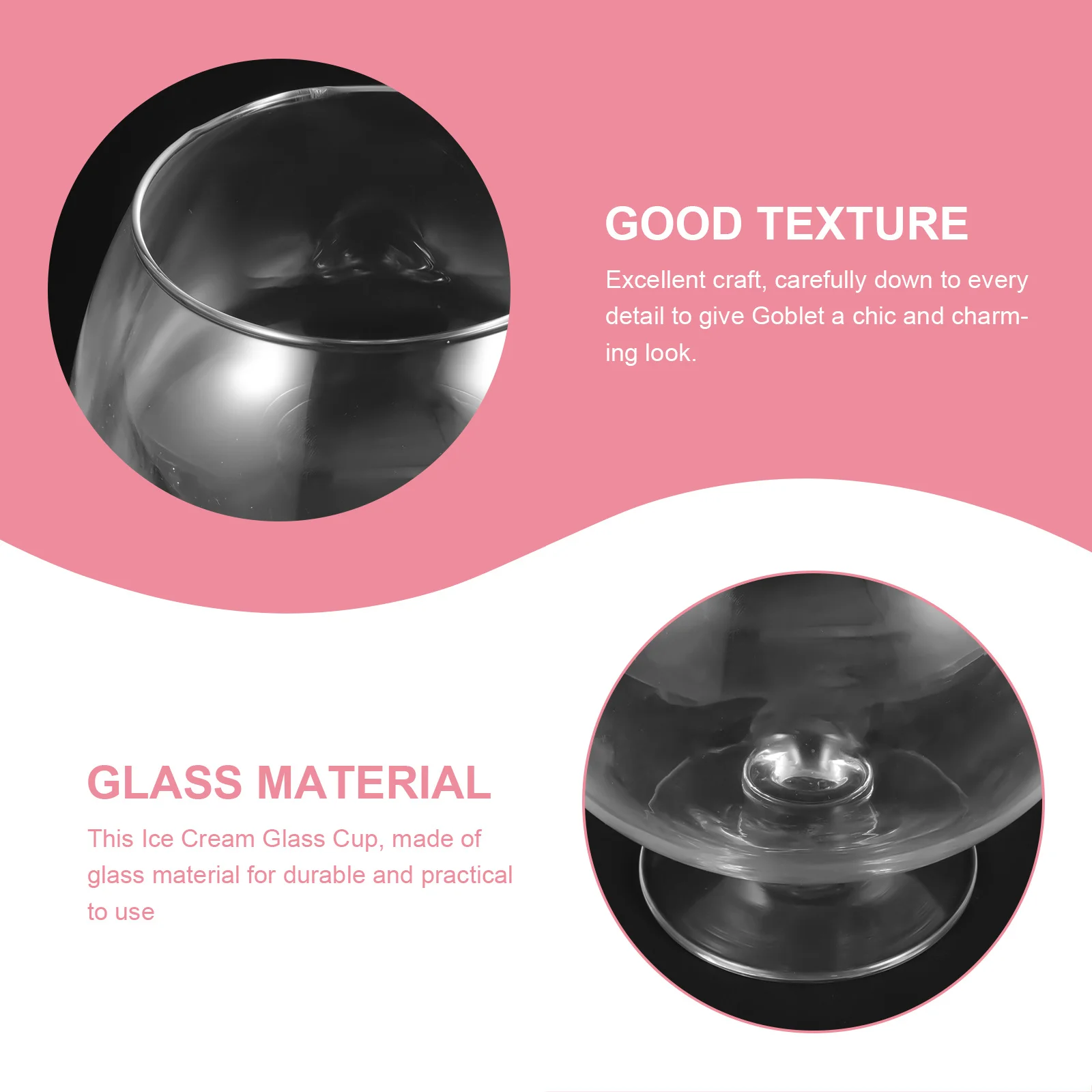 

Large Ice Cream Goblet Glass Cup Smooth Design Microwave Refrigerator Safe Dessert Bowl Fruit Cake Serving Bowl Household