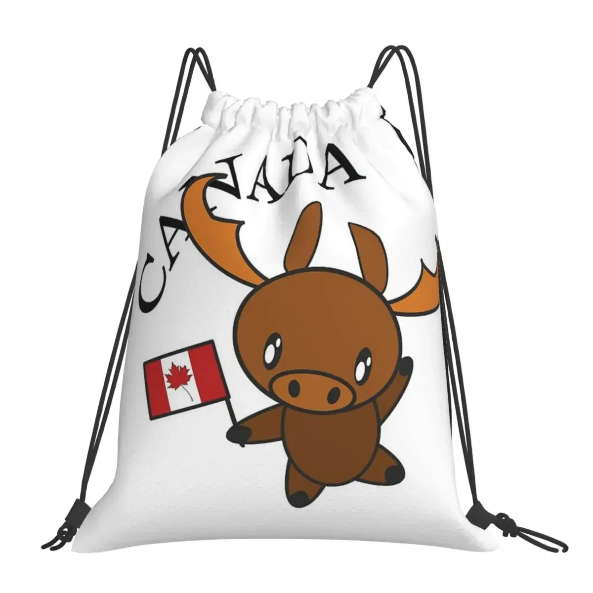 Dancing Canadian Moose Backpacks Portable Drawstring Bags Drawstring Bundle Pocket Storage Bag BookBag For Man Woman Students