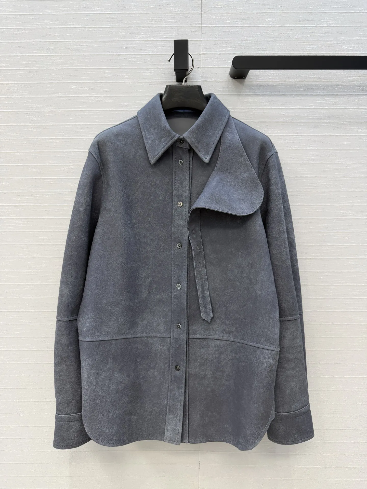 2026 New Cloudy Old Misty Blue Suede Leather Face Sheepskin Shirt Jacket 100% Suede Sheepskin