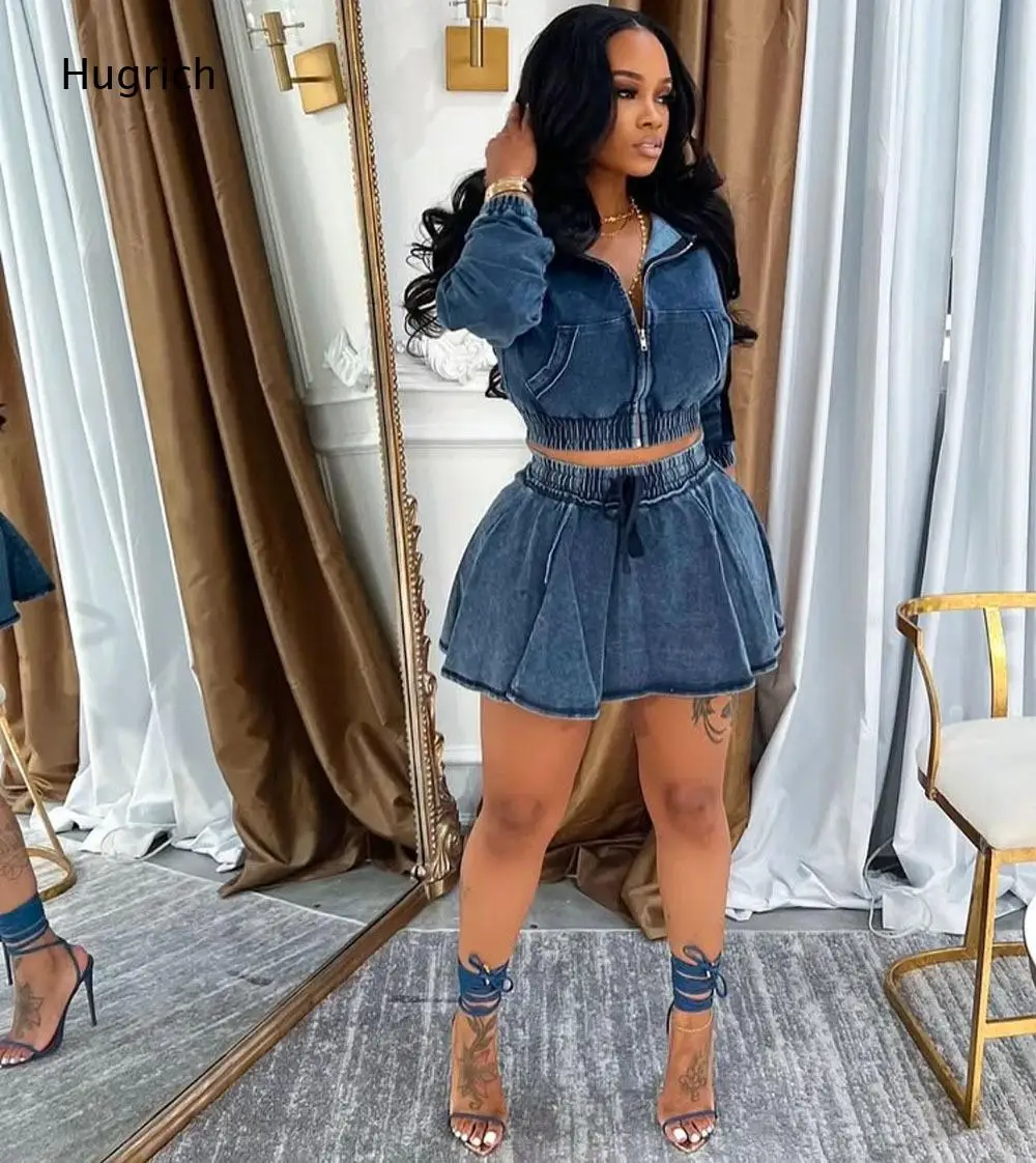 Hooded Long Sleeve Skort Romper Washed Grey Zip Front Elastic Gathered Waist Drawstring Flared Hem Women Casual Jumpsuit view 6