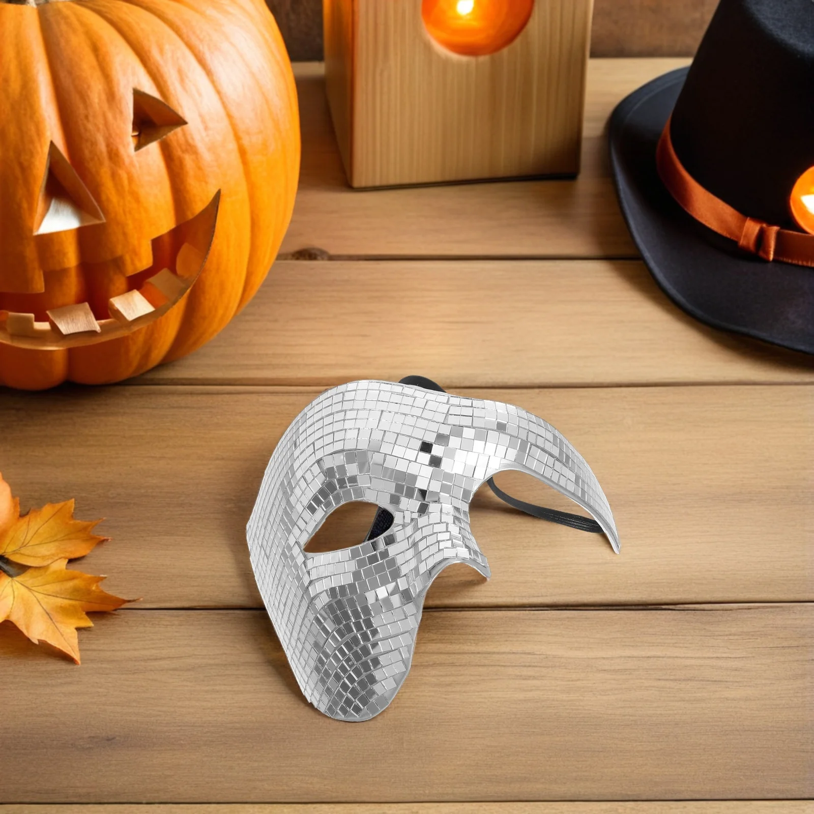 

Flashy Half Face Mask Glitter Mirror Design For Halloween Masquerade Party Disco Carnival Costume Festival Wear Shiny Prom