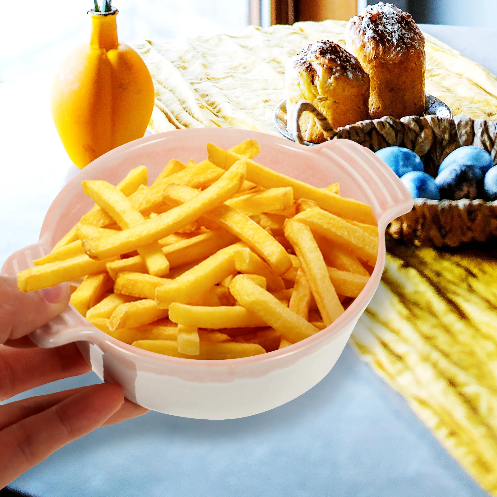 

Double Ear Ceramic Baking Tray Heat Resistant Baking Dish Microwave Oven Safe Salad Storage Bowl Hotel Ceramic Bakeware