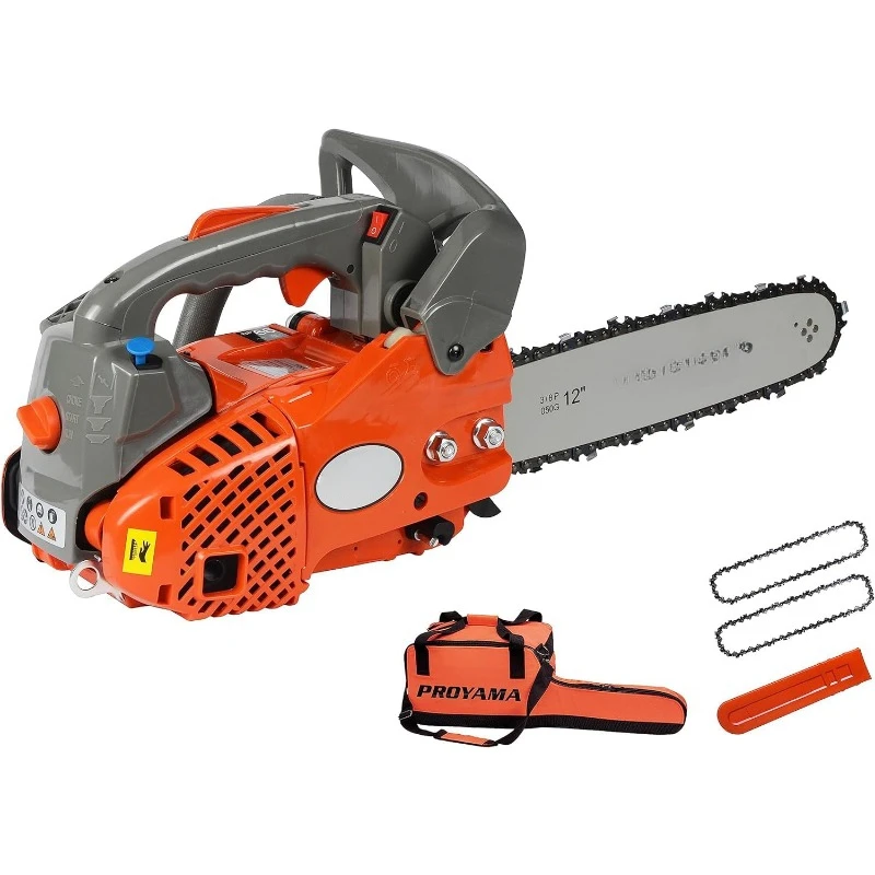 Gás alimentado motosserra, gasolina Handheld Chain Saw sem fio para árvore, corte de madeira, 2 Ciclo Top Handle, 12 ", 26CC