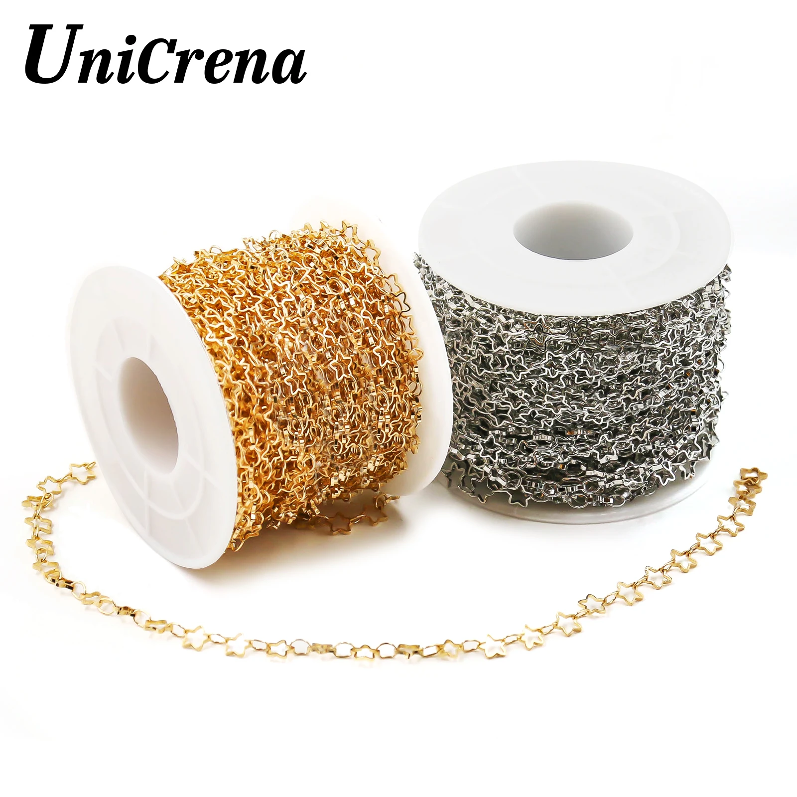 1Meters Jewelry Making Chain Gold Supplies Star Link Chain Bulk For Diy Necklace Bracelet Anklet Hat Waist Chains Decoration