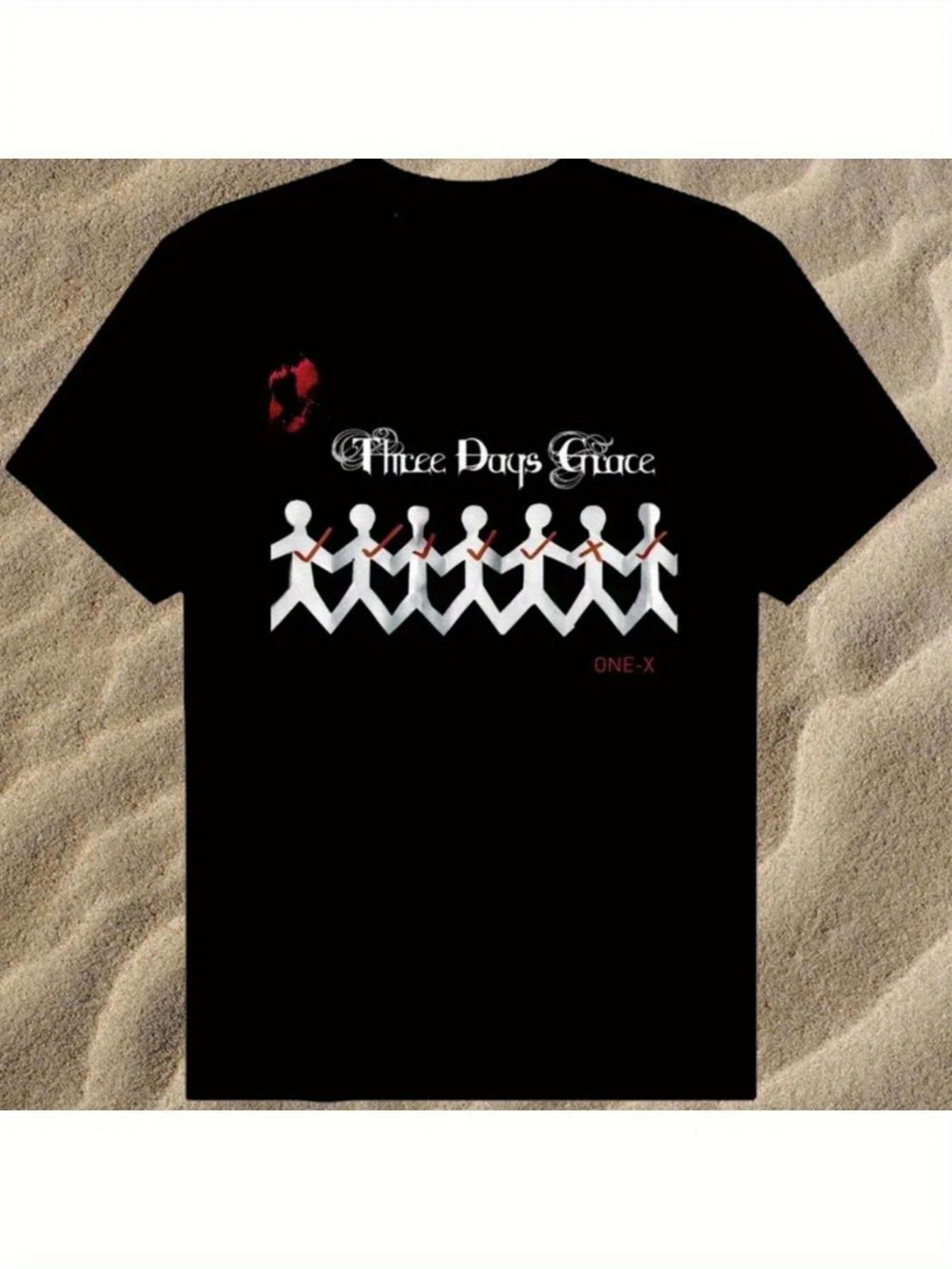 

Хлопковая футболка унисекс с графикой альбома Three Days Grace One-X — черная с белым принтом группы, повседневная футболка с круглым вырезом и коротким рукавом