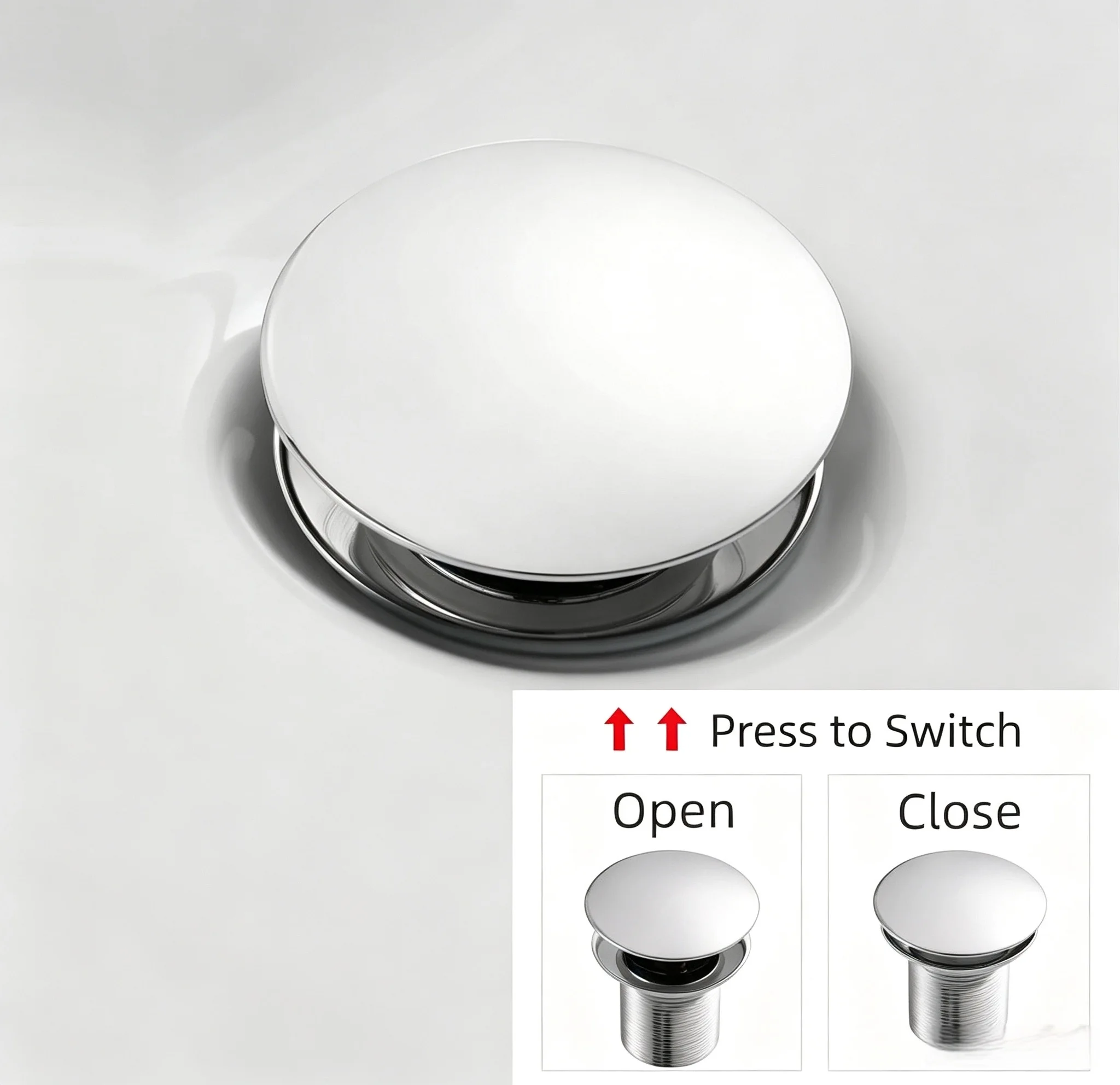 Brass Chrome Pop Up Drain with & without Overflow Click Clack Bathroom Basin Sink Drain Stopper Vessel Sink Waste Drain Assembly