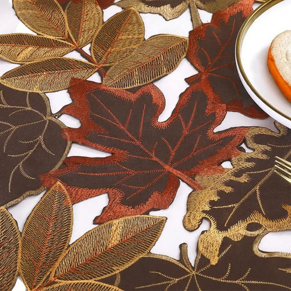Home Decor Table Runner Maple Table Runner Embroidered Autumn Decor Rustic Farmhouse Dining Table Accent Irregular Edge Home