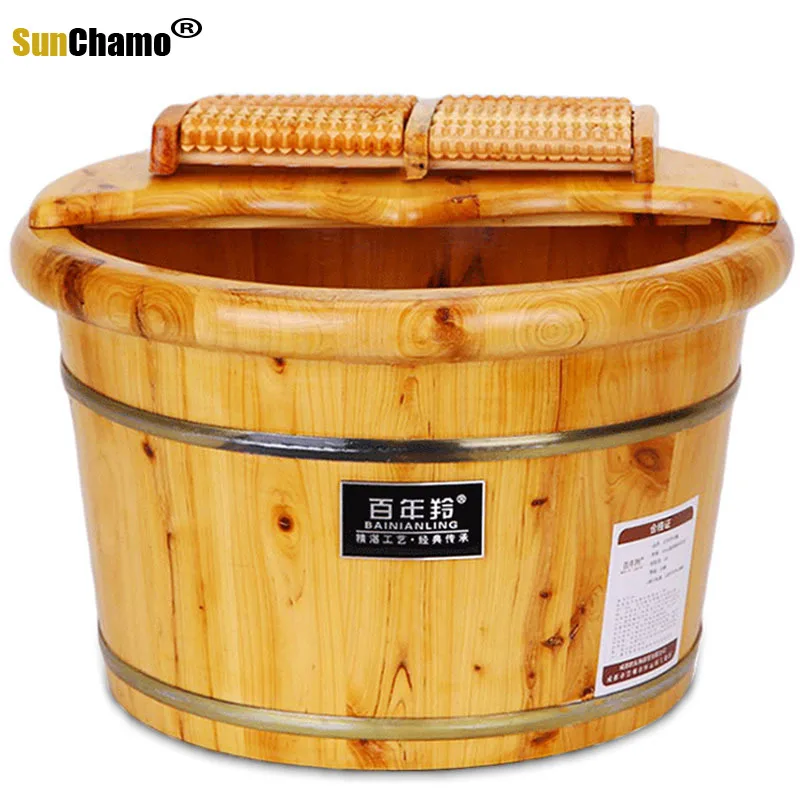 

Sunchamo Household Foot SPA Bath Barrel Message Washing Small Solid Wood Bucket Home Artifact Soak Pedicure Tub