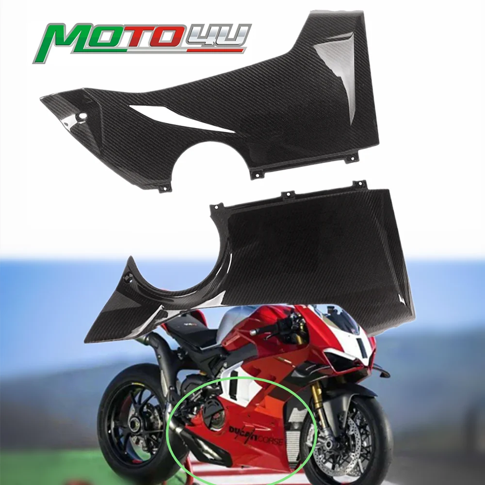 

For Ducati Panigale V4 2023 100% Carbon Fiber Belly Pan Fairing Split Type Lower Body Gloss Twill Motorcycle Modification