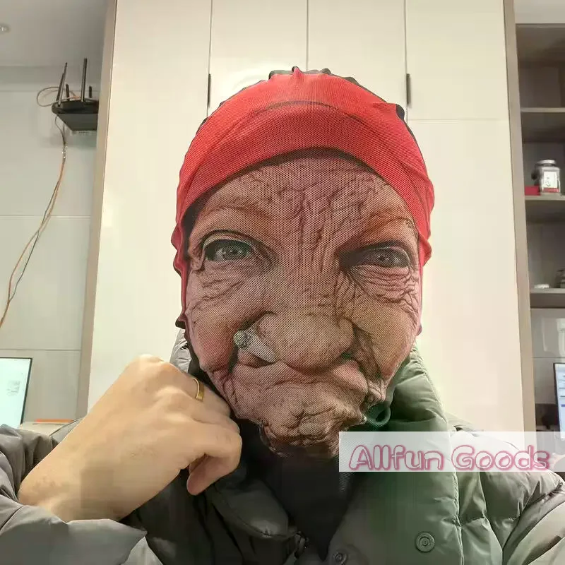 Grandma In A Red Hat Halloween Mask For Cosplay Role Play Masquerade Costumes Dress Up Celebrity Realistic Face Masks Headgear