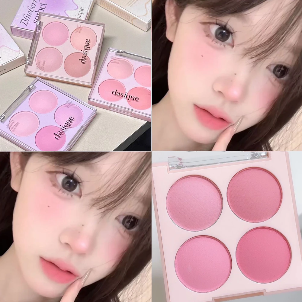 Coreano Dasique 4 colori fard in polvere velluto pesca rosa fard tavolozza dolce naturale contorno guancia tinta trucco coreano cosmetici