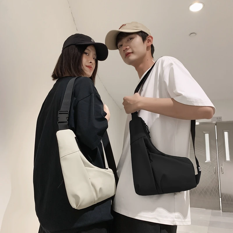 VC Unisex Solid Color Minimalist Casual Chest Bag Fashionable Waterproof Oxford Crossbody Bags for Men Hip Hop Streetwear Bag