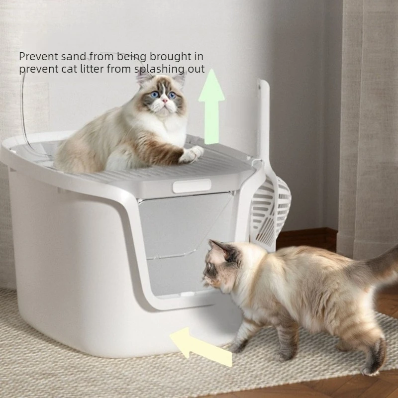Arenero cerrado para gatos con entrada superior antisalpicaduras - imagen 5