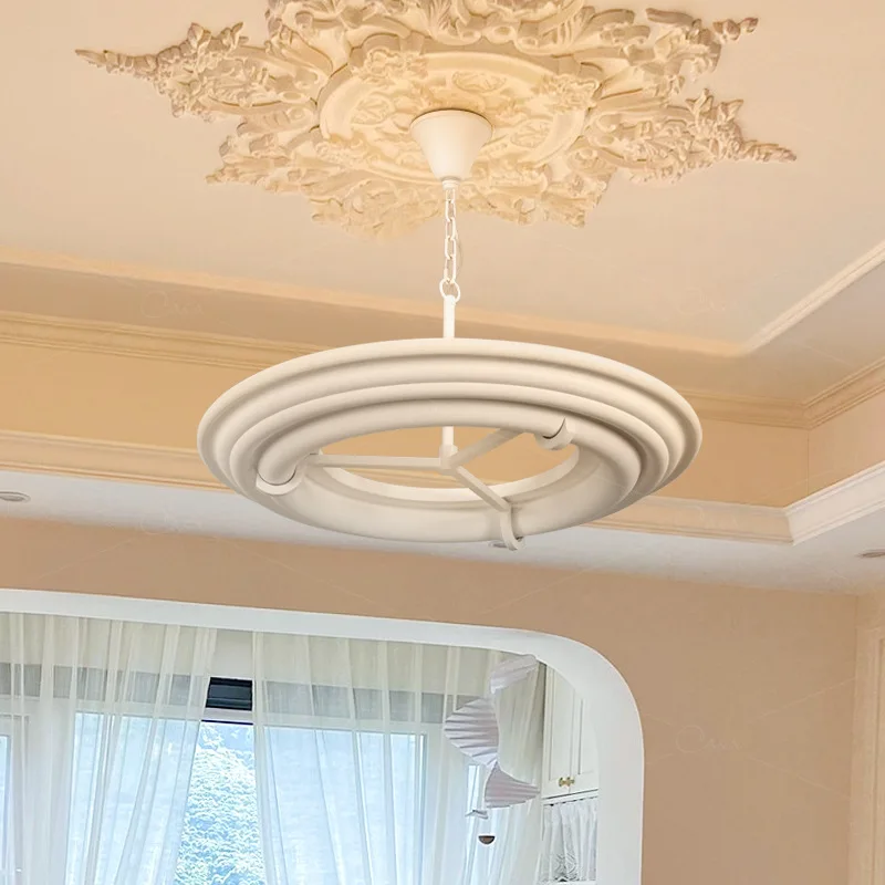 French Gypsum Ring Pendant Lamp Designer Creative Villa Bedroom Dining Room Woonkamer Illumination LED Hanging Lights Luminaires