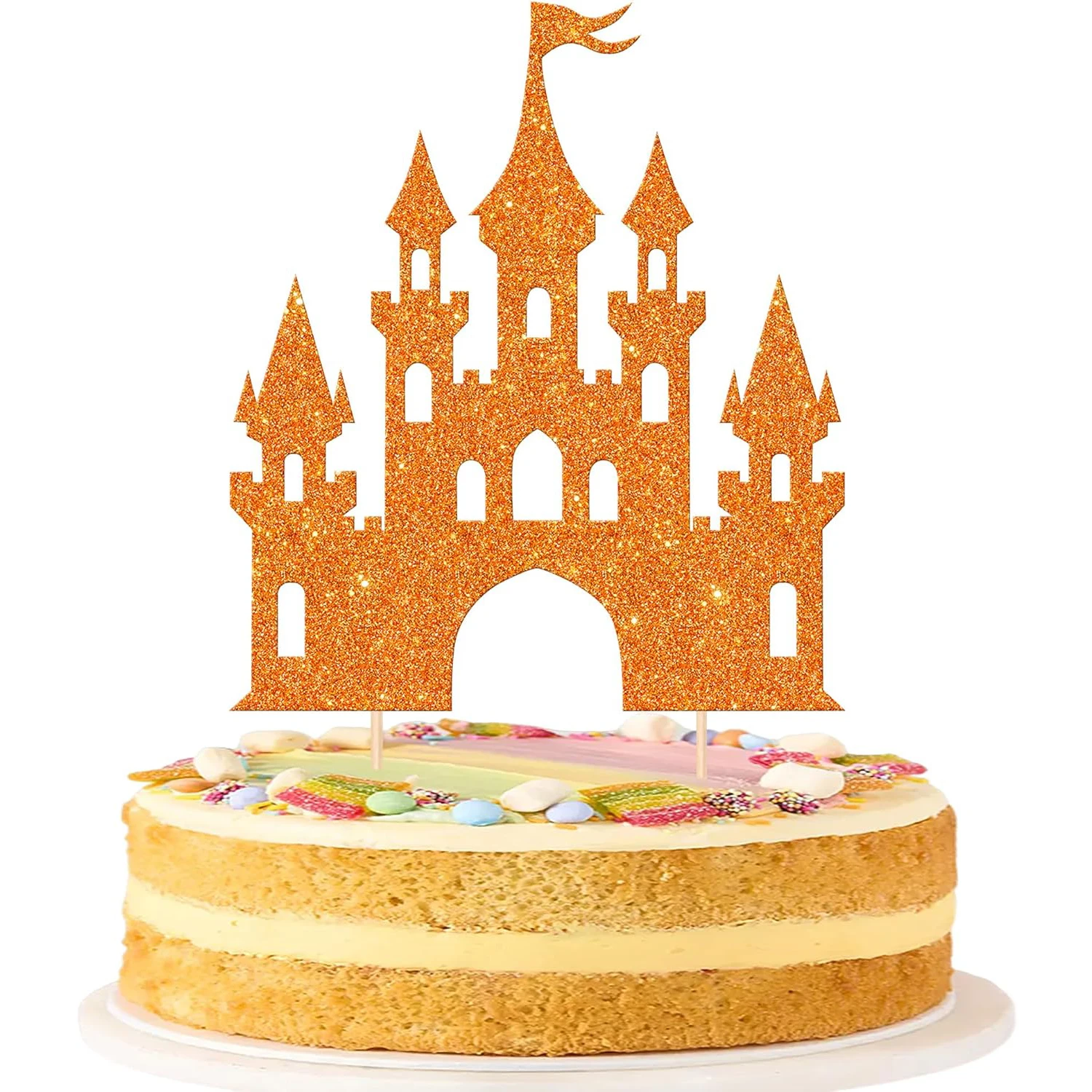 1 Stück Schloss-Kuchenaufsatz, Prinzessinnen-Kuchenaufsatz, Schloss-Thema, Geburtstagsparty, Kuchendekoration, Babyparty, Mädchen-Partyzubehör – Detail 5