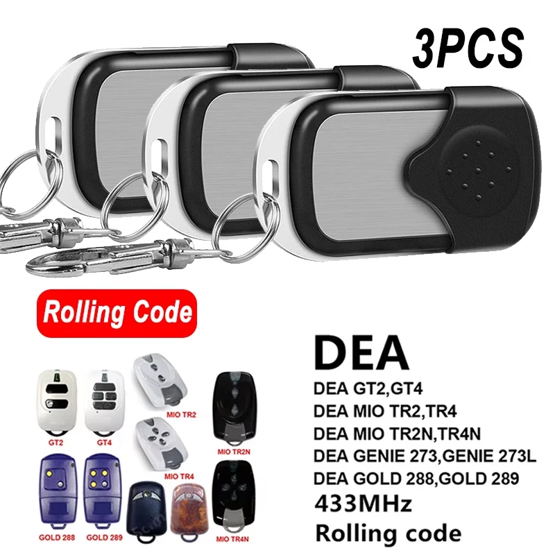 3pcs for DEA MIO TR2 TR4 Garage Remote Control GT2 GT4 TR2N TR4N GOLD 288 289 GENIE 273 Rolling Code DEA TEO 700 433.92MHz